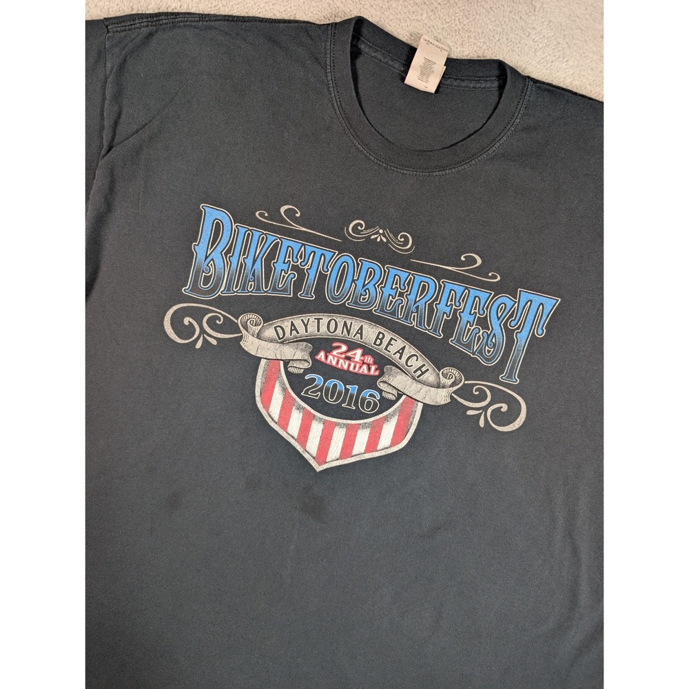 Biketoberfest 2016 Daytona Beach 24th Annual Graphic T-Shirt Mens 2XL Black‎
